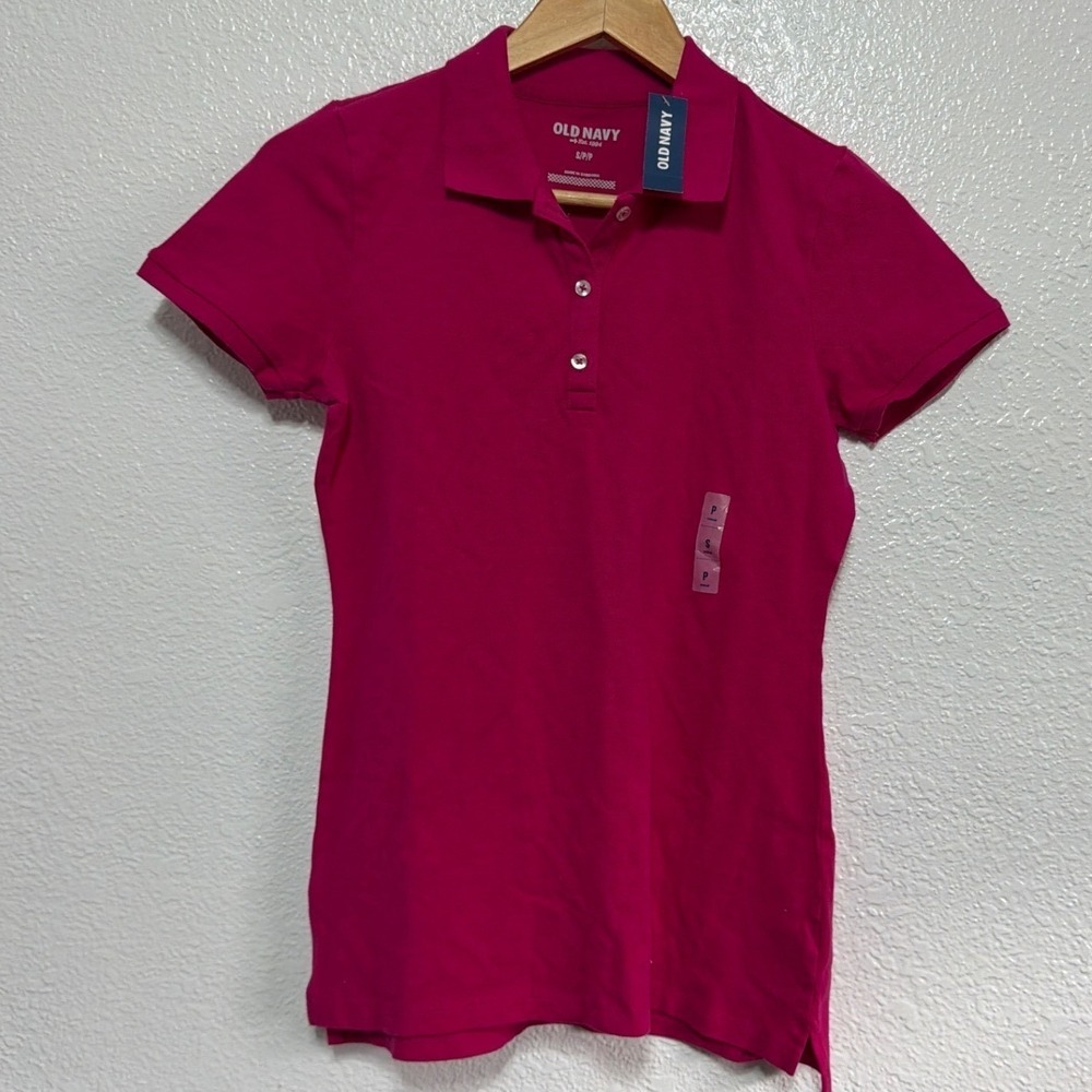 Old Navy 2012 Womens Magenta Pink Short Sleeve Pique Polo Shirt Small S NEW